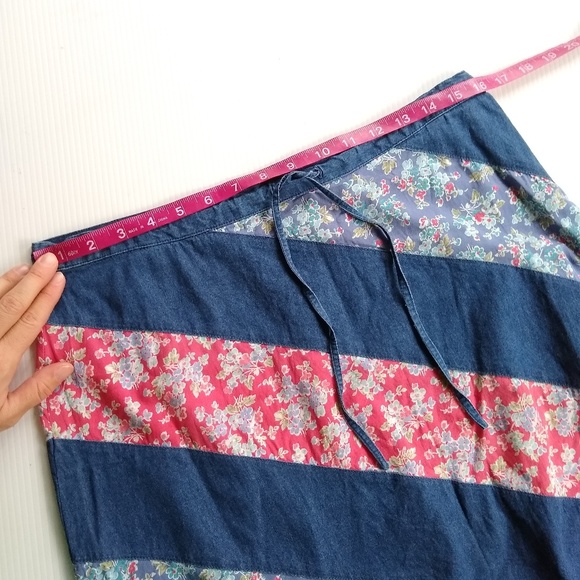 VINTAGE Crazy Horse floral stripe patchwork skirt - Picture 5 of 7